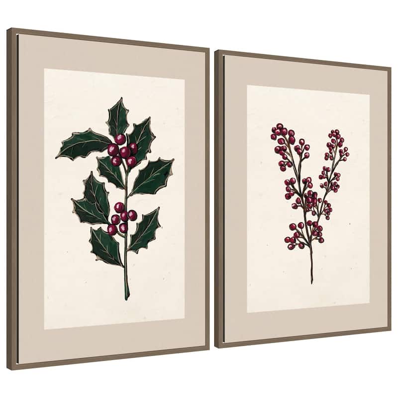Kate and Laurel Sylvie Silver and Pine - 2 Piece Framed Canvas Art Set by Pam Vale - Gold
