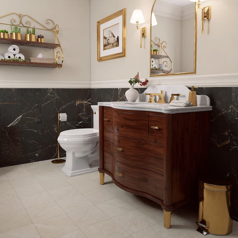 Merola Tile Reve Roseliere Deco Noir 11-3/4" x 23-1/2" Porcelain Wall Tile - Case (6 Tiles)