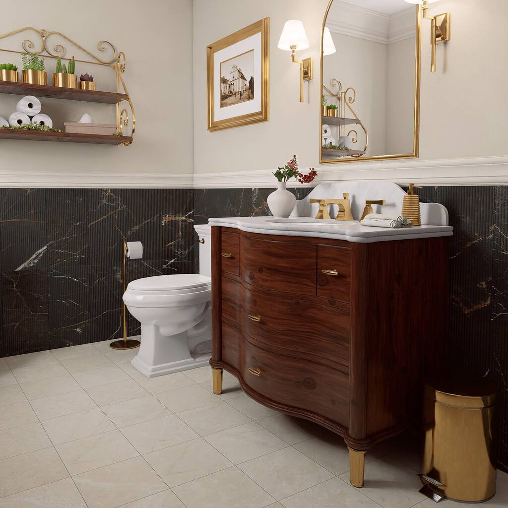 Merola Tile Reve Roseliere Deco Noir 11-3/4" x 23-1/2" Porcelain Wall Tile