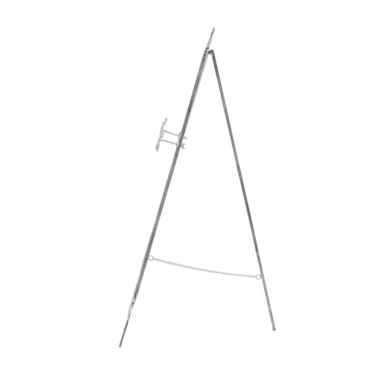 Gray Metal Large Adjustable 3 Tier Scroll Display Easel with Chain Support