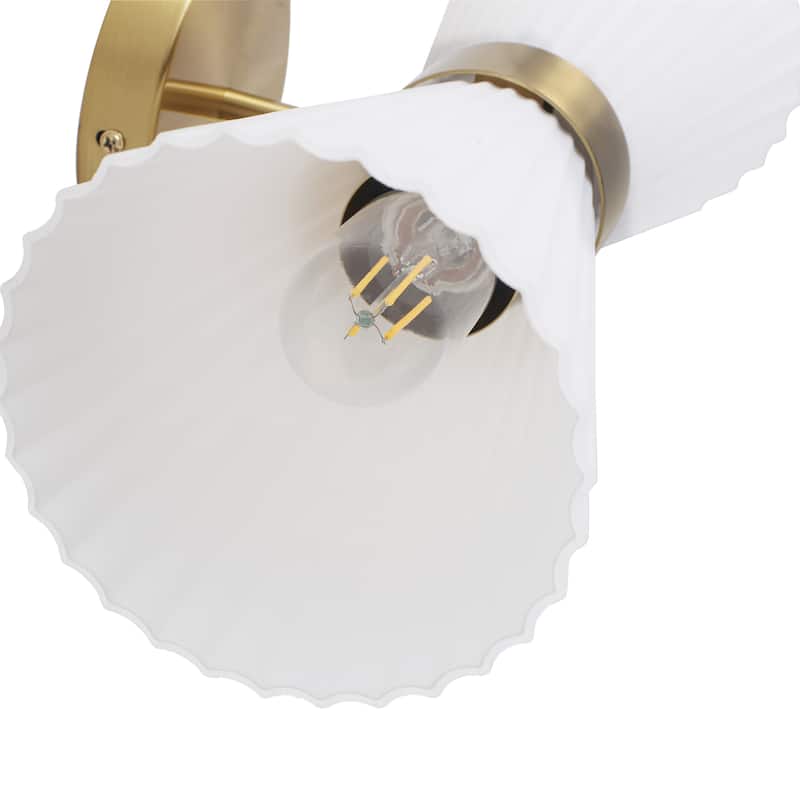 2-Light Modern Brushed Brass & Frosted Glass Wall Sconce (Set of 2) - N/A