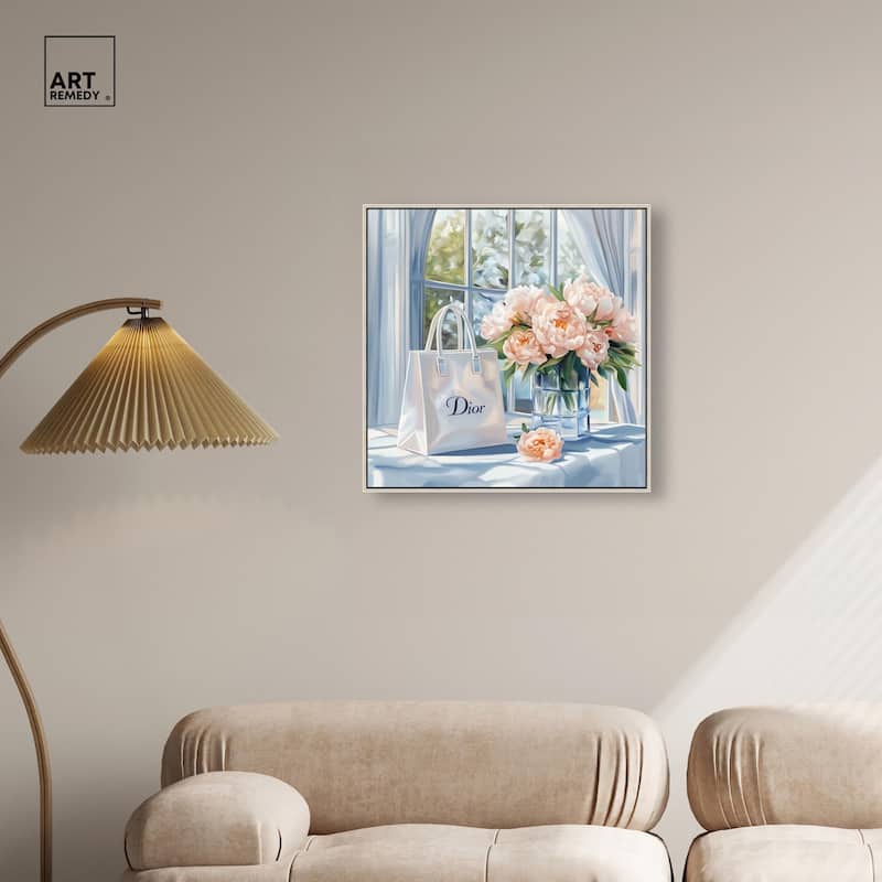 Bag and Peonies Canvas by Art Remedy