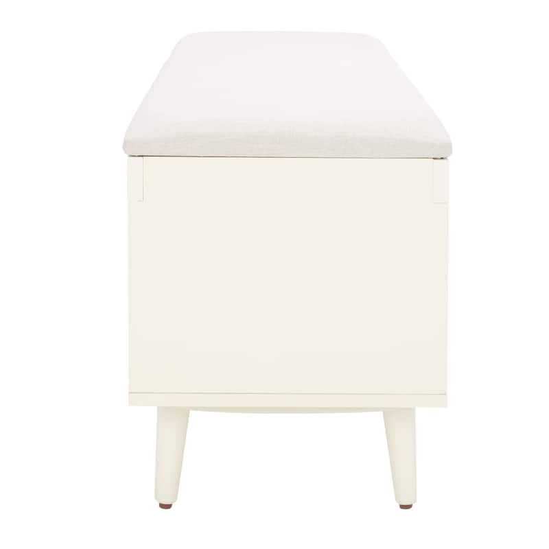 SAFAVIEH Cricket Mid-Century Modern Open Shelf Storage Bench with Cushion