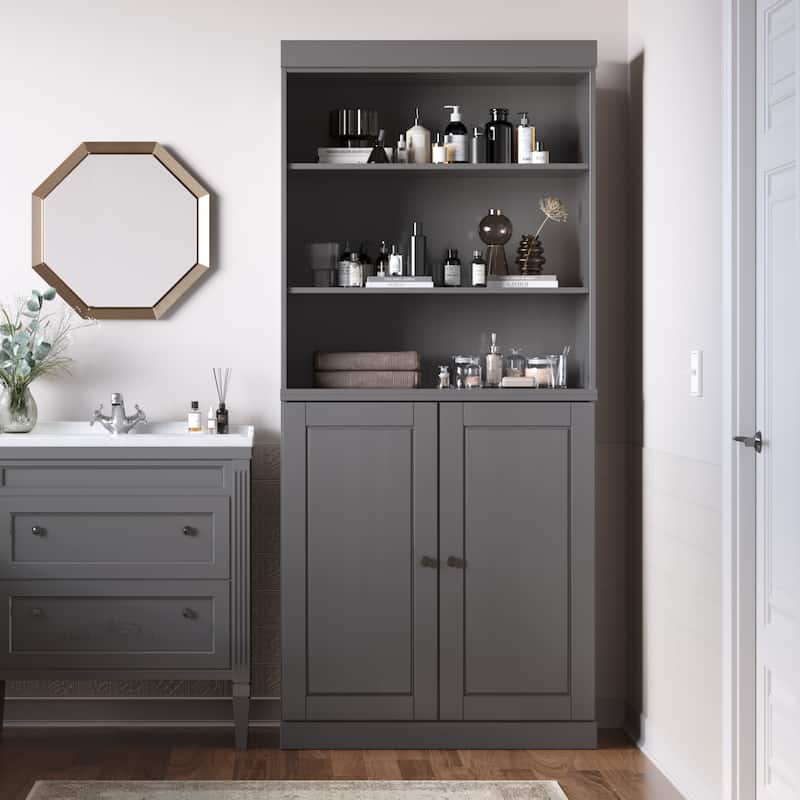 100% Solid Wood 32" Bathroom Cabinet with Optional Doors, 2-Drawers by Palace Imports