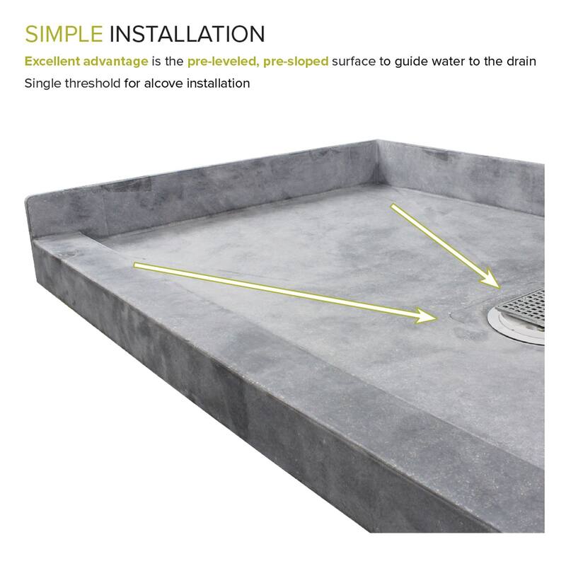 Transolid FTT6032C Ready to Tile 60 L x 32 W Shower Base in Dark Grey