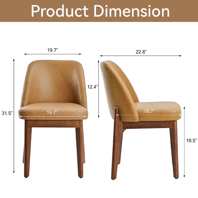set of 2 upholstered side chairs with wooden legs, suitable for kitchen, dining room and office