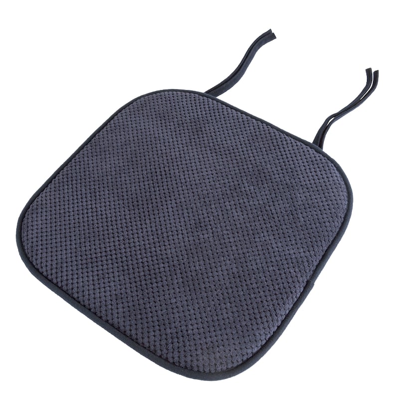 Memory Foam Chair Cushion Machine Washable Pad with Ties and Nonslip Backing by Lavish Home (Navy)