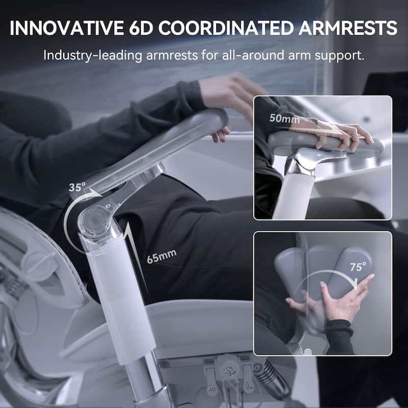 SIHOO Doro S300-White Ergonomic Office Chair- Lumbar Two-piece Dynamic Support