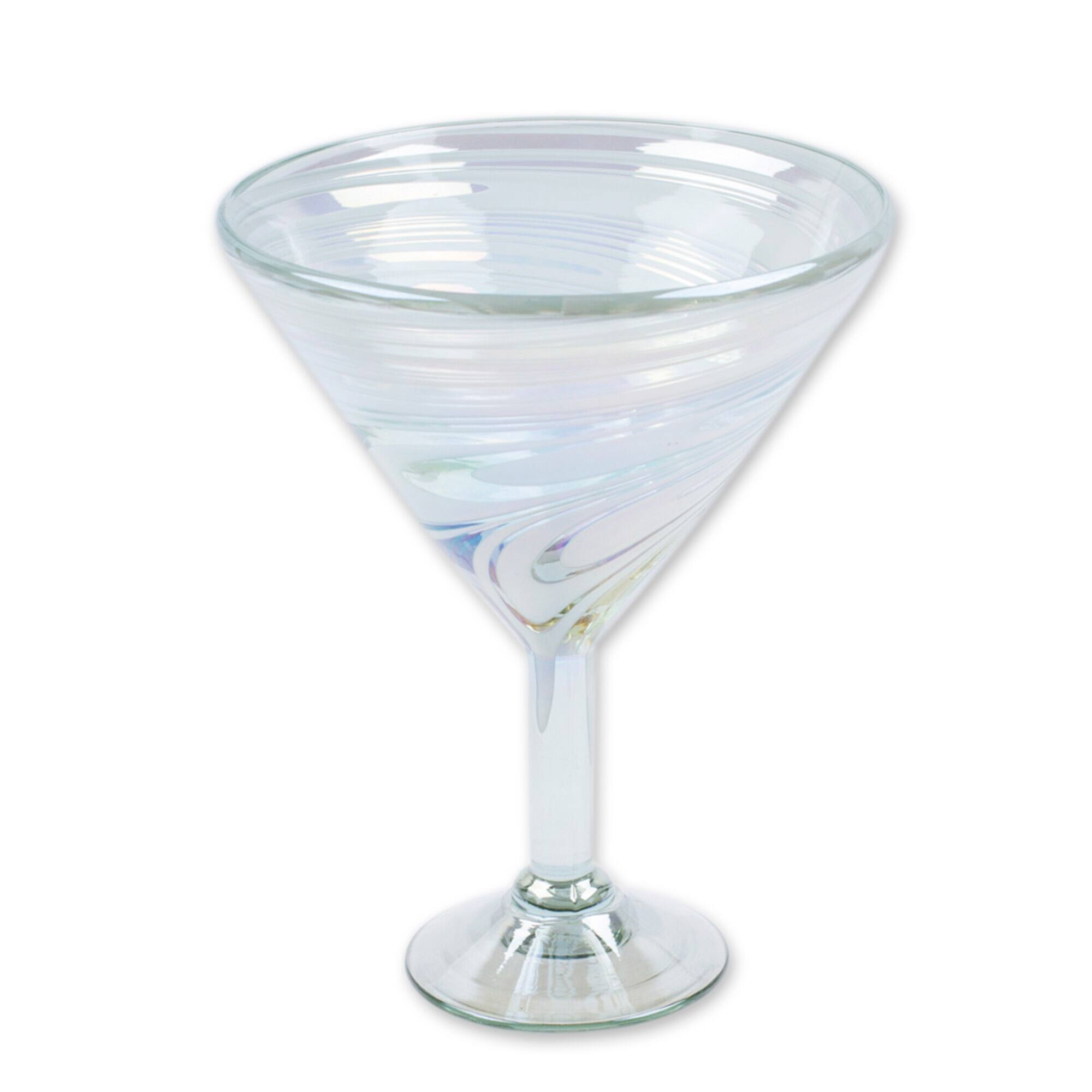 Novica Handmade White Soiree Handblown Recycled Glass Martini Glasses