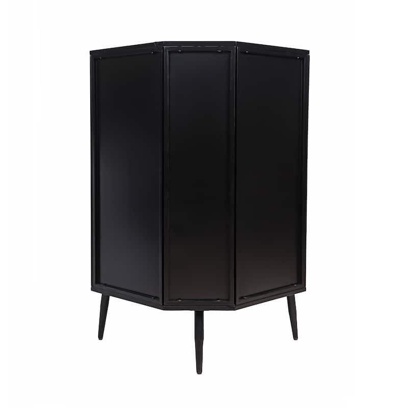 3-Tier Corner Storage Cabinet with Tempered Glass Doors, Removeable Shelves & Metal Frame, Freestanding Space-Saving Organizer