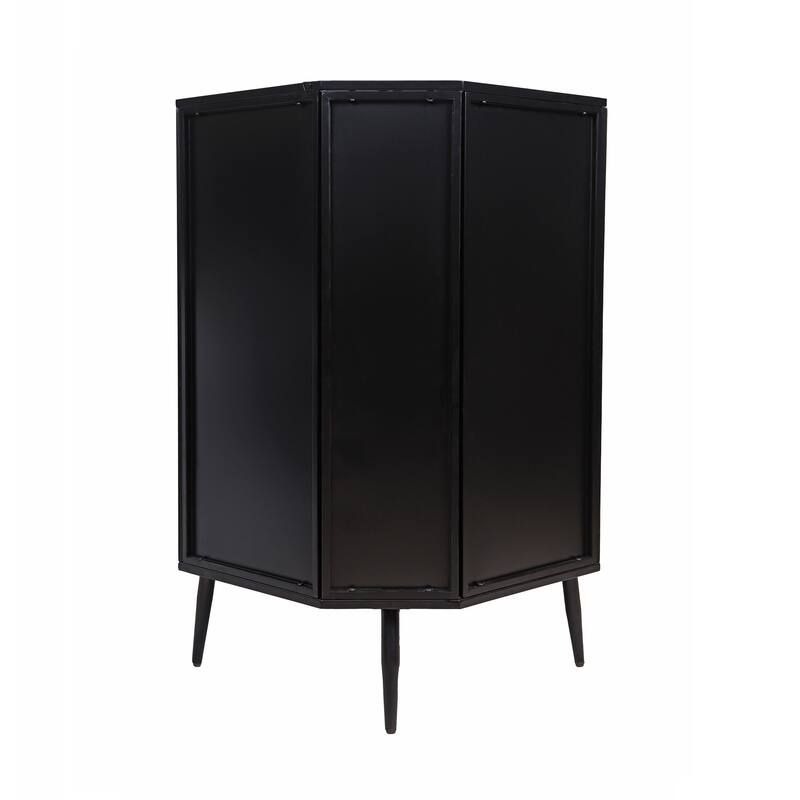 Modern 3-Tier Corner Storage Cabinet with Tempered Glass Doors, Removeable Shelves for Small Spaces