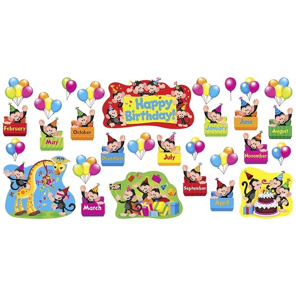 Shop Trend Enterprises Monkey Mischief Birthday Bulletin Board Set