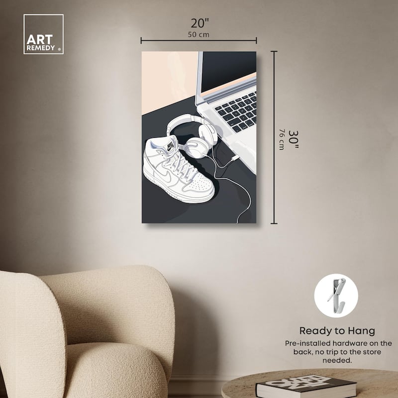 Laptop Sneaker Study Canvas by Art Remedy, Gallery Wrapped