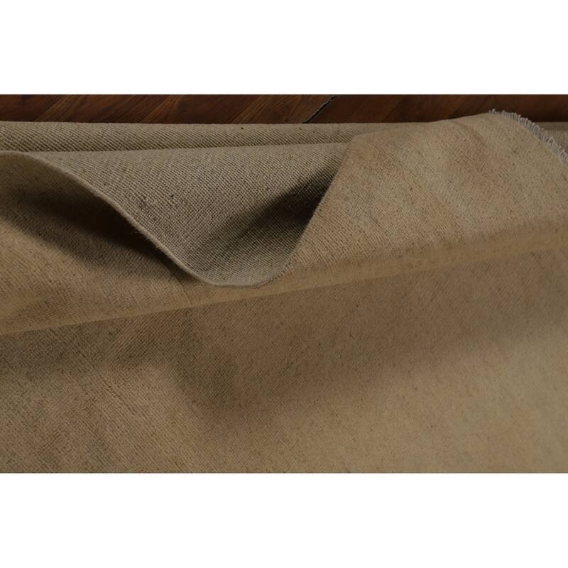 Gabbeh Oriental Rug Hand-Knotted Beige Solid Wool Carpet - 5'1" x 6'11"