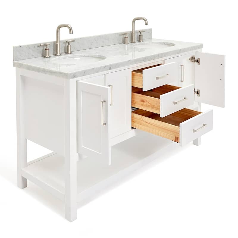 Ariel S061DCWOVO Magnolia 60" Free Standing Single Basin Vanity Set