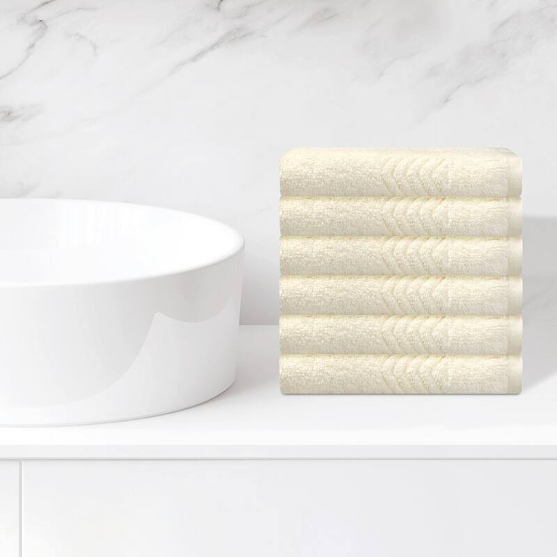 Cotton Washcloths Set, Highly Absorbent Face Towels, Multi-Purpose Wash Cloths for Bathroom 13" x 13" - Beige - 6 Pack