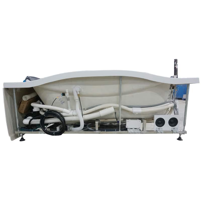 Eago AM189ETL-L 6 ft Left Drain Acrylic White Whirlpool Bathtub with Fixtures
