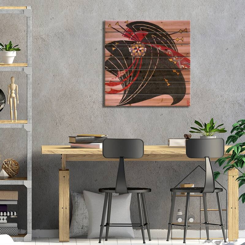 Geisha Print On Wood by Berit Bredahl Nielsen - Multi-Color