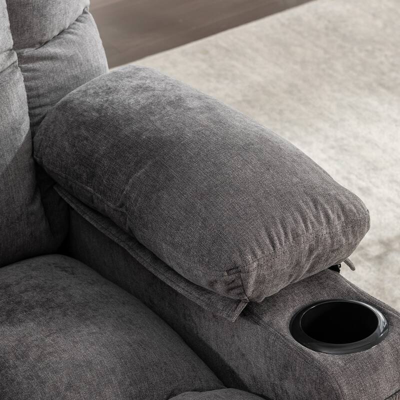 Oversized Manual Massage Rocker Recliner Chair Heat for Adults, Modern Living Room Single Sofa w/Cup Holders & USB Charge Port