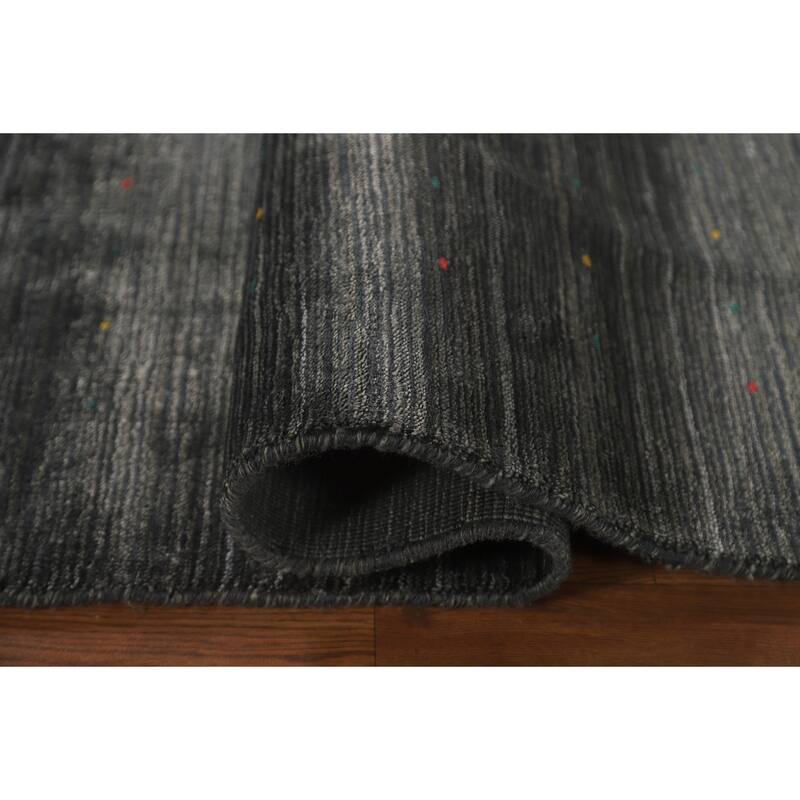 Grey Tribal Gabbeh Oriental Area Rug Hand-Knotted Wool Carpet - 7'10" x 9'9"