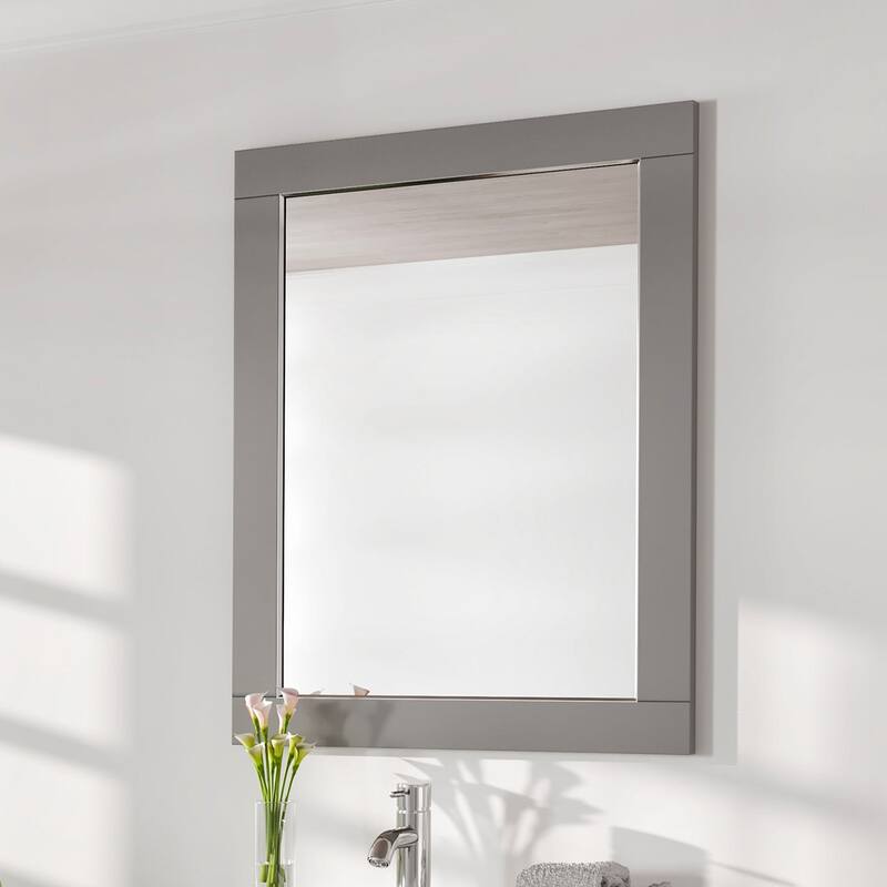Eviva Aberdeen 24" x 30" Rectangular Gray Wooden Framed Mirror - Grey