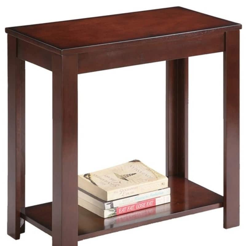 24" Narrow Wood Side Table with Bottom Shelf Rectangular End Table for Bedroom or Living Room - 24"L x 12"W x 24"H