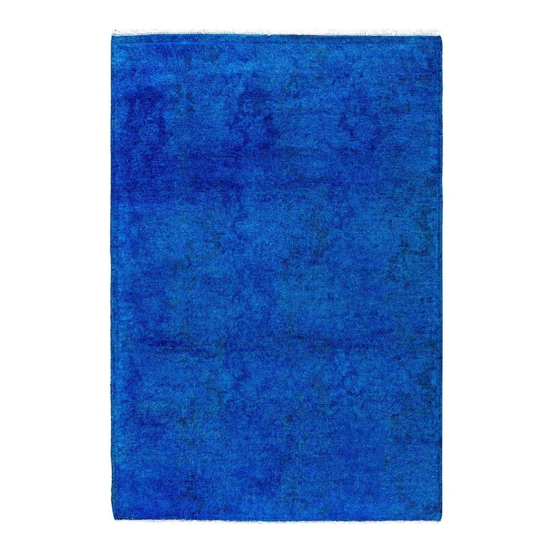 Fine Vibrance One-of-a-Kind Hand-Knotted Runner Rug - Blue, 2' 9" x 3' 10" - 2' 9" x 3' 10"