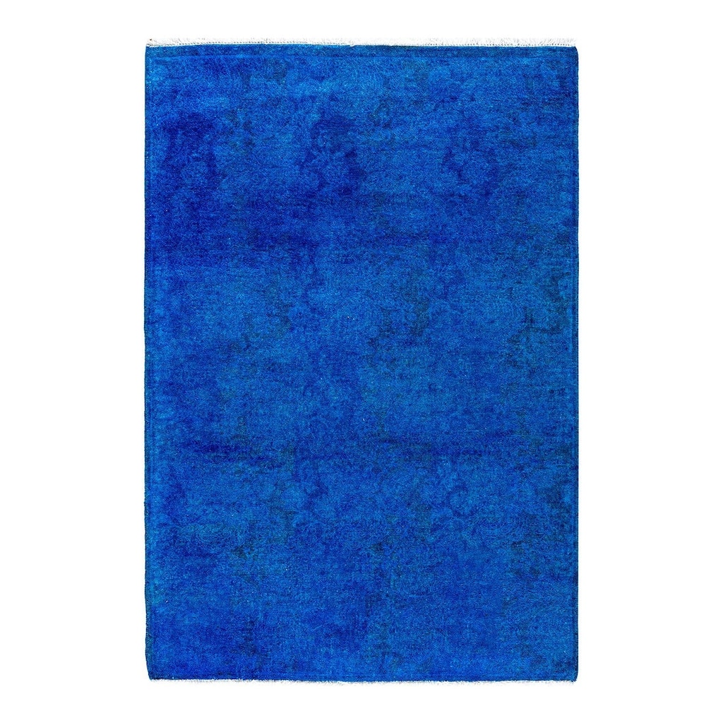 Fine Vibrance One-of-a-Kind Hand-Knotted Runner Rug - Blue, 2' 9" x 3' 10" - 2' 9" x 3' 10"