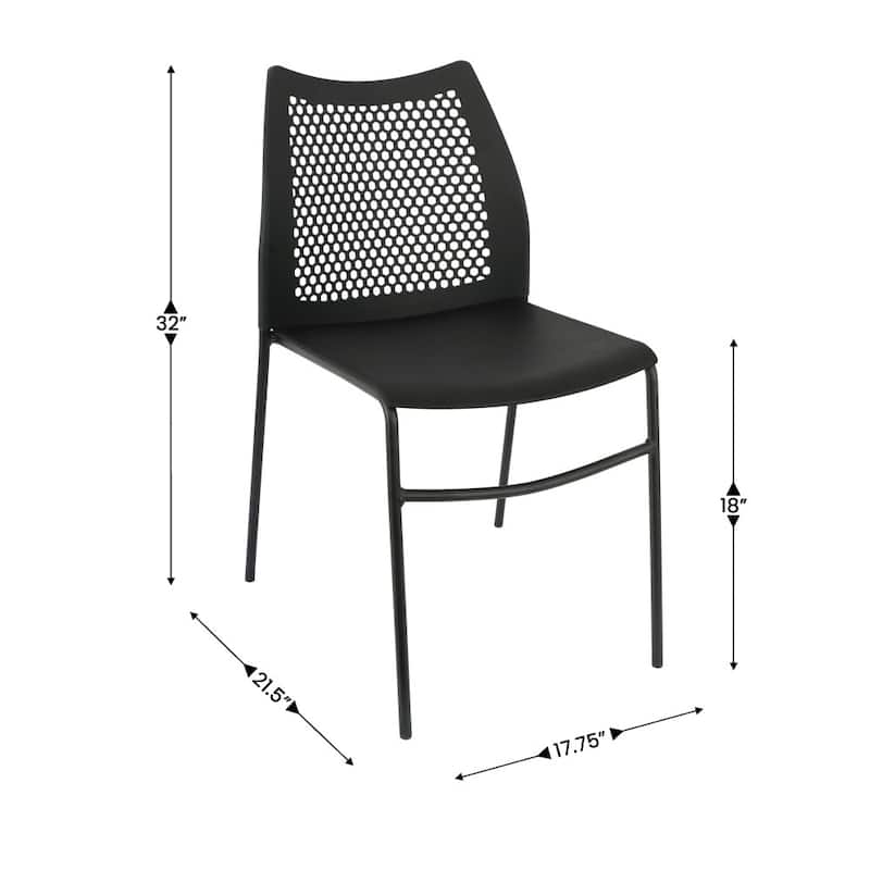 5 Pack Stackable Chair with Vented Back and Waterfall Seat - 17.75"W x 21.5"D x 32"H