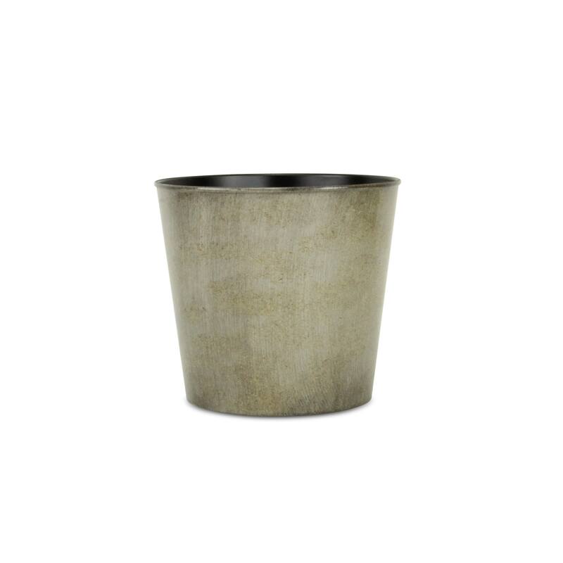 HomeRoots 9" Gray Recycled Plastic Indoor Outdoor Round Pot Planter