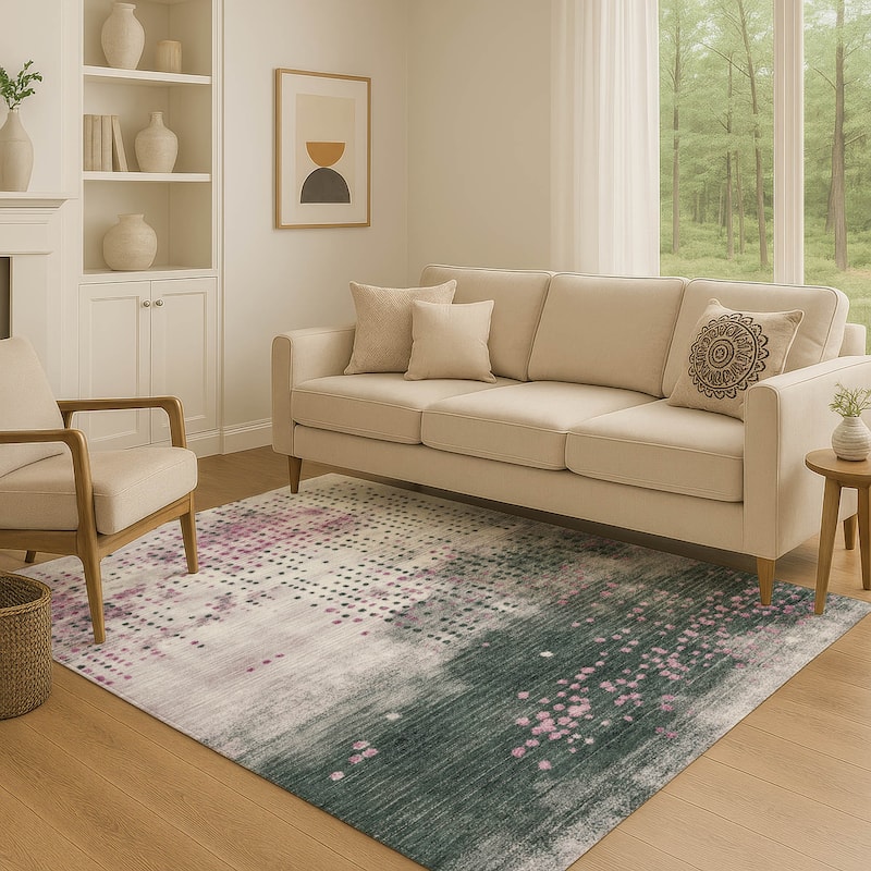 Premium Washable Super Soft Modern Contemporary Mayfield Rug - Blush - 5' x 7'6"