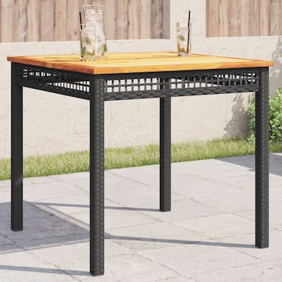 vidaXL Patio Table Furniture Outdoor Garden Backyard Poly Rattan Acacia Wood