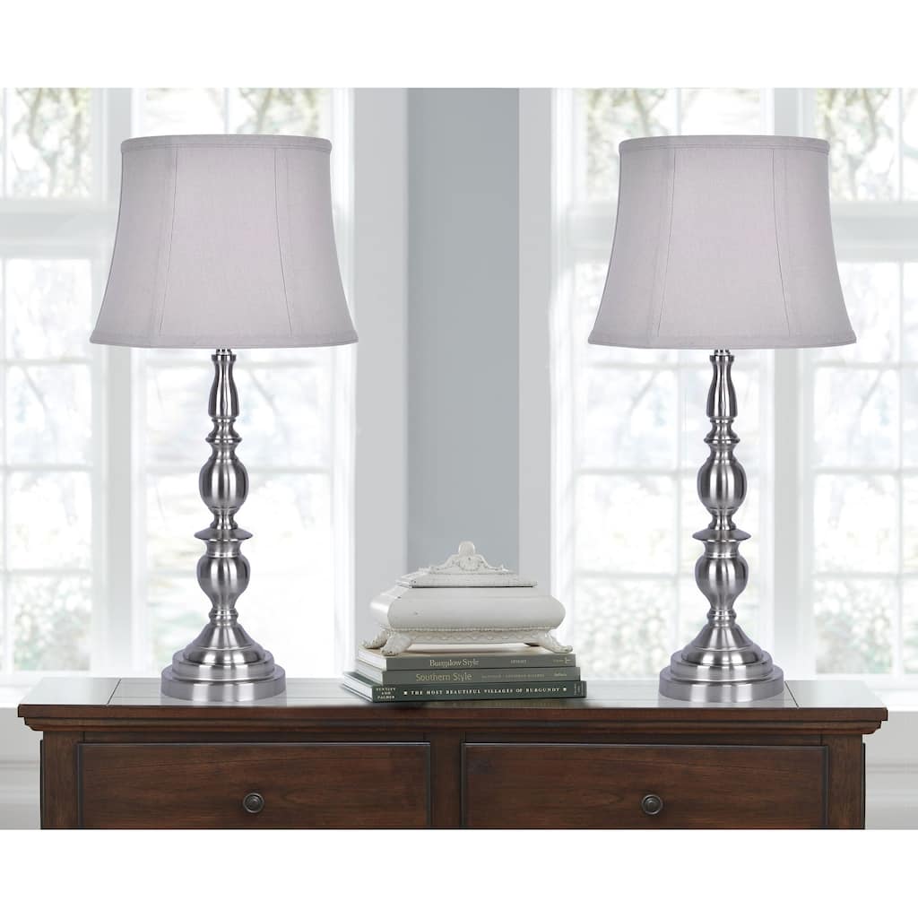 Copper Grove Melitopol Metal Table Lamps w/ Linen Drum Shades (Set of 2)