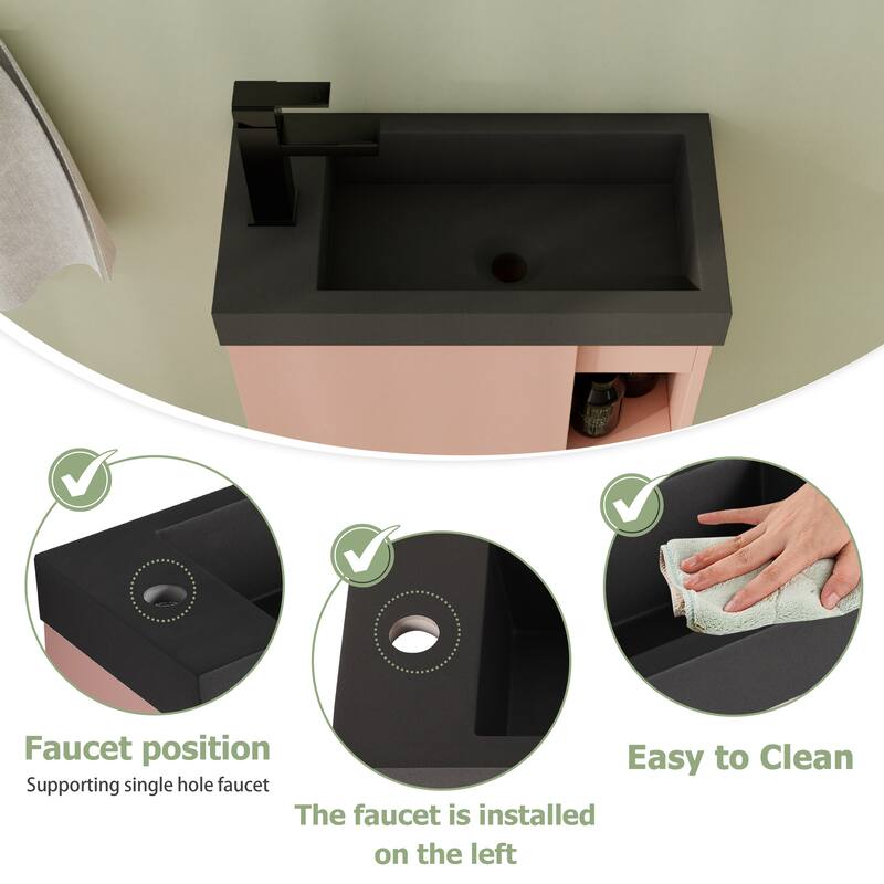 20" Floating Bathroom Vanity with Sink, Mini Wall Mounted Bathroom Vanity with Soft Close Door