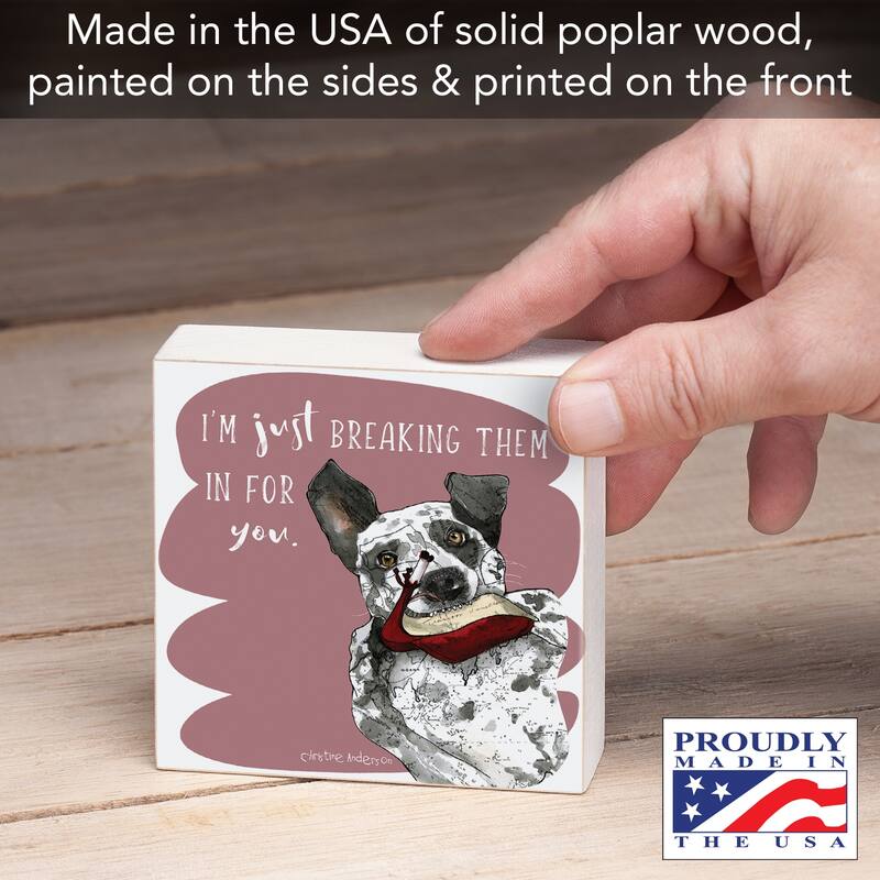 Artistic Freestanding Solid Wood Block Sign Made in the USA 3.75” Square Decorative Accent for Home or Office - Multi