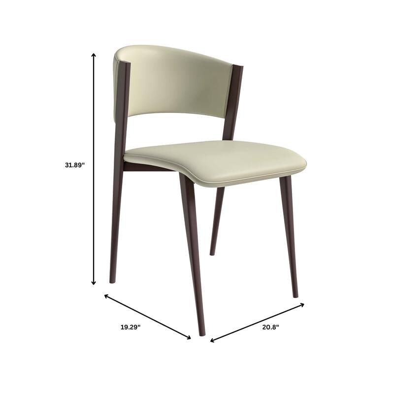 Leather Dining Chairs with Iron Legs and Open-Back Design Aspen Series Set of 2
