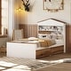 preview thumbnail 2 of 16, Twin Size House-Shaped Wooden Bed with Storage Shelf on the Headboard, Built-in Two Storage Drawers, Brown
