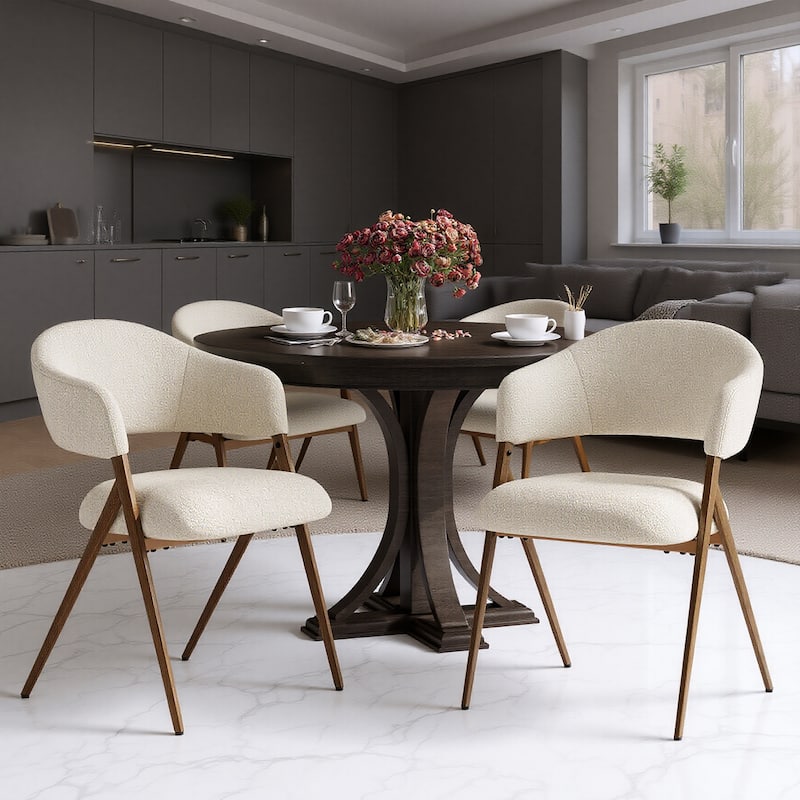 Modern Reclining Dining Chairs， 135° Back & 18.9" Wide Seat with Thick Cushion - Set of 2 - Beige