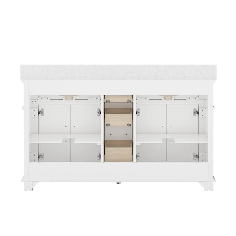 36 Inch Bathroom Vanity with Sink, Soft-Close Sliding Drawers & Cabinet, Bathroom Vanity Cabinet Set in White