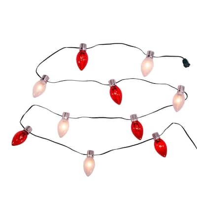 Kurt Adler UL 10-Light Red and White Giant C7 Light Set - N/A