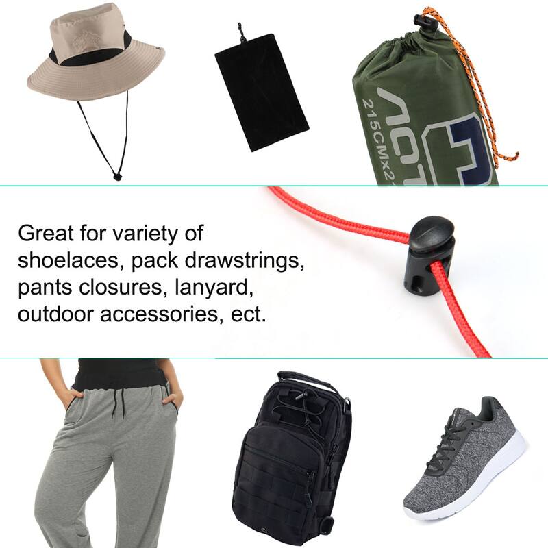 6pcs Plastic Cord Lock Stopper Spring Toggle Fastener Organizer Black