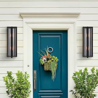 SAFAVIEH Lighting Senla Vertical LED Wall Sconce (Set of 2) - 6" W x 4.75" L x 18" H