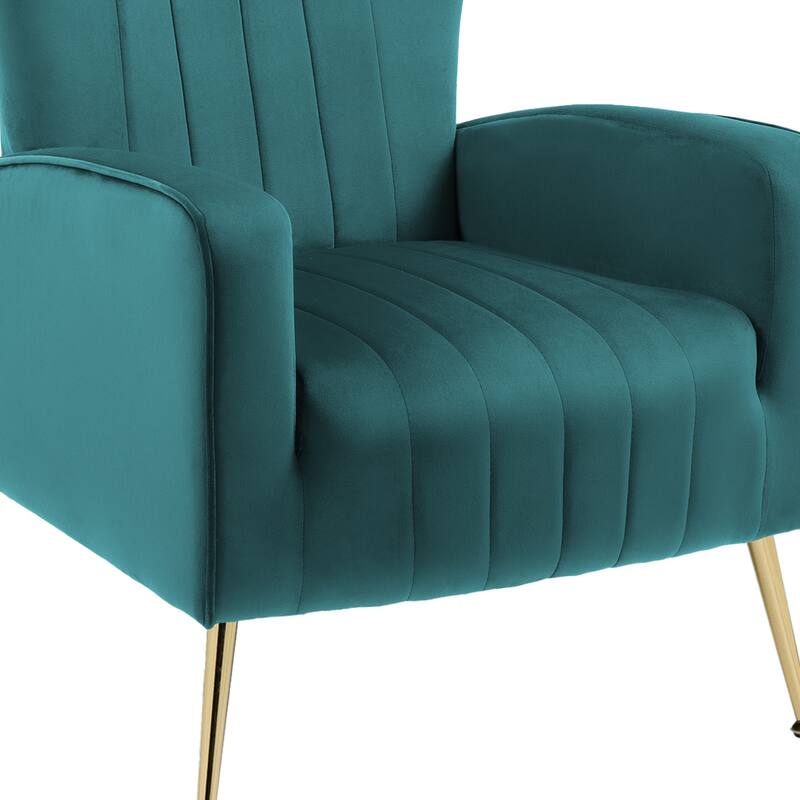 2 Set Velvet Wingback Accent Chairs with Metal Legs for Living Room