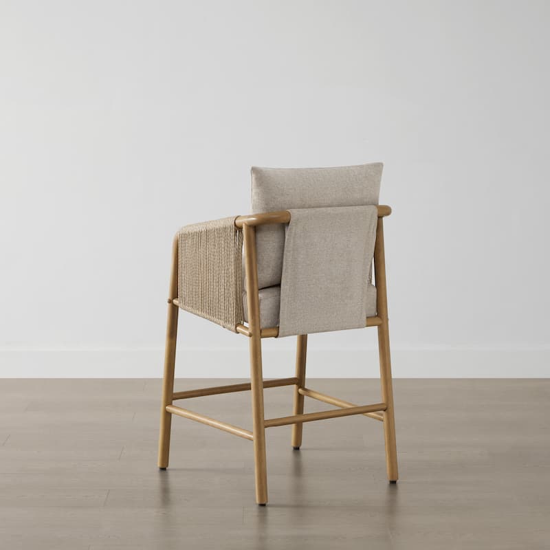 Lynn Counter Height Bar Stool with Braid Wood Arm Set of 2