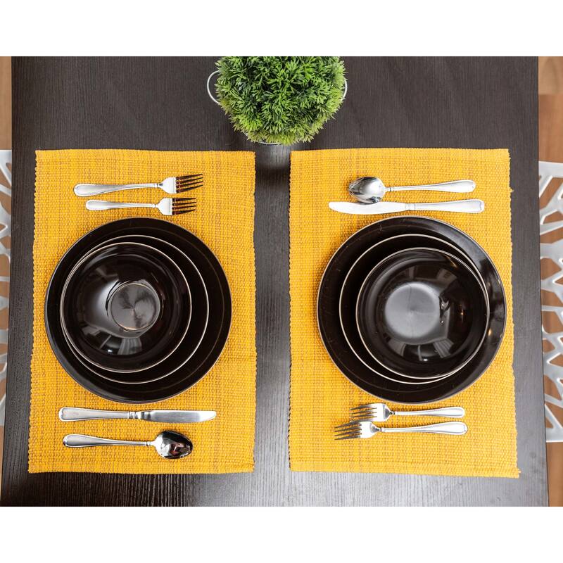 Fabstyles Casual Classic Set of 4 Thick Cotton Heavyweight Placemats - 13"x19"