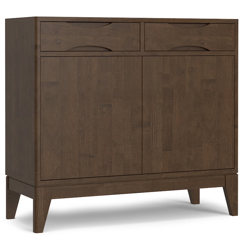 Simpli Home Harper Solid Wood 40 inch Storage Cabinet in Walnut Brown (Set of 2) - 40" W x 15 "D x 36" H