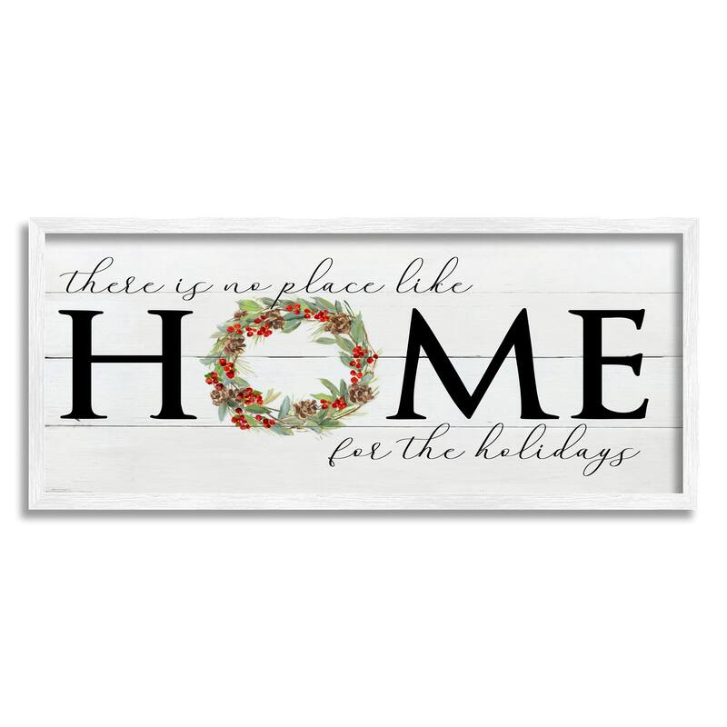 Stupell No Place Like Home for Holiday Holly Wreath Framed Wall Art - Green