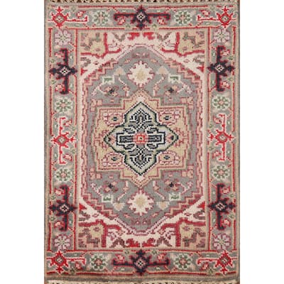 Traditional Heriz Serapi Indian Accent Rug Hand-Knotted Wool Carpet - 2'0" x 3'0"