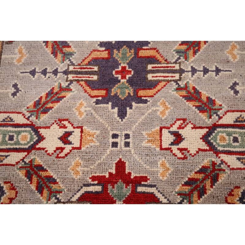 Beige Geometric Kazak Foyer Rug Handmade Wool Carpet - 2'9" x 4'2"