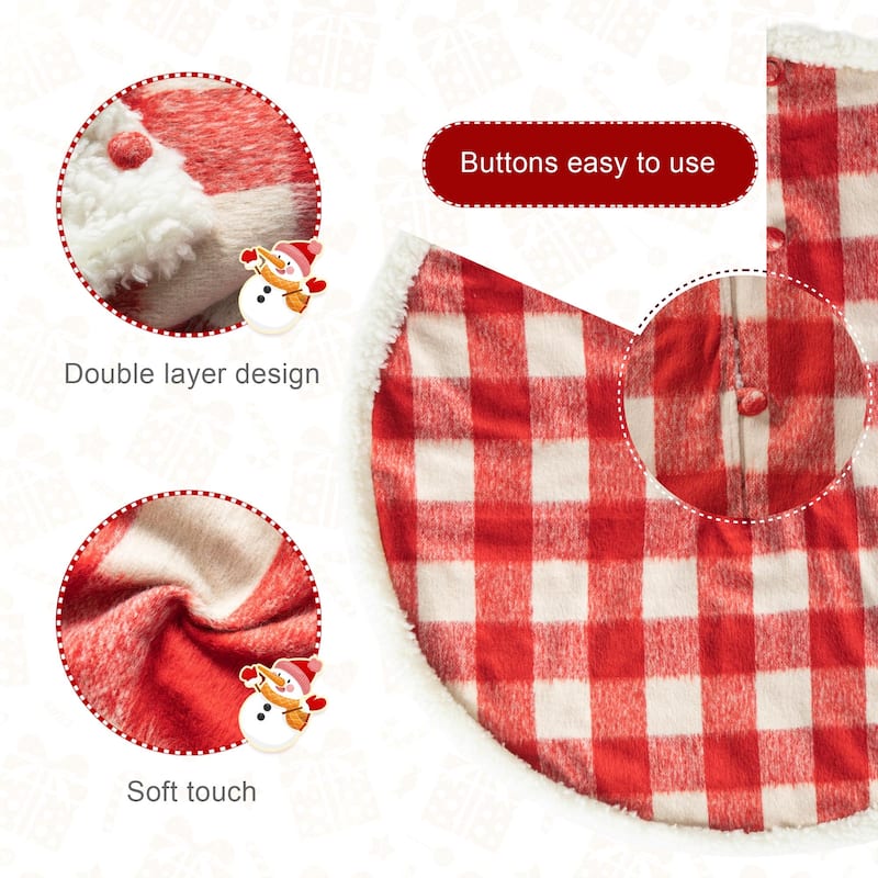 Glitzhome 48"D or 60"D Reversible Classic Plaid Flannel Christmas Tree Skirt